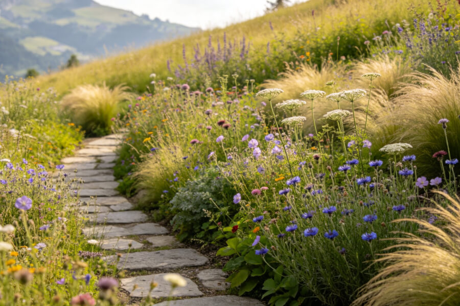 Jardin naturel avec vue sur le lac Léman — Mermoud Paysage