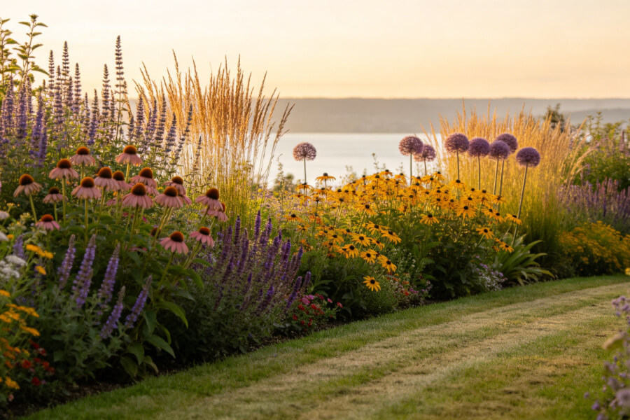 Parterre fleuri vivaces faible entretien — Vinzier